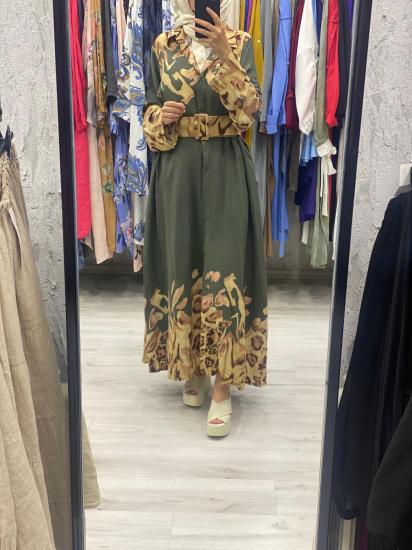 Leopar Desen Kemerli Elbise