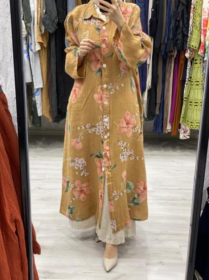 Çicek Desenli Keten Kap