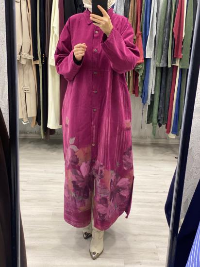 Çicek Desenli Kadife Kap 